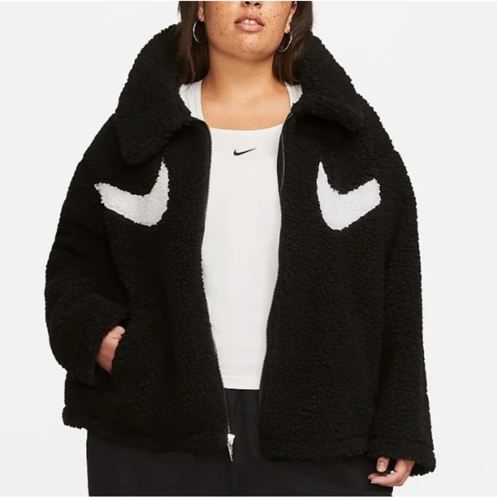 Nike Black and White check Teddy Jacket
